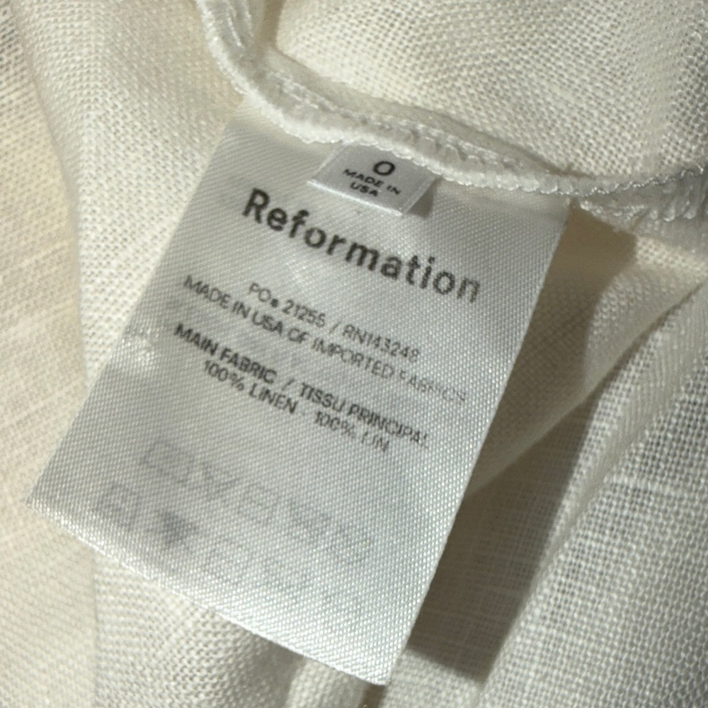 Reformation Linen Cream Ruffle Crop Blouse - Picture 10 of 12